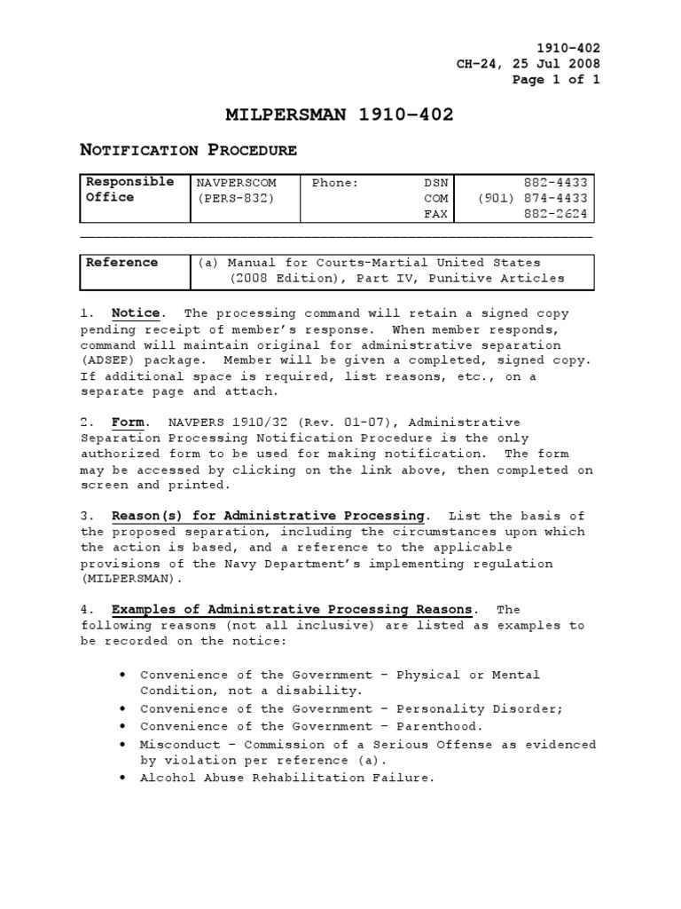 Milpersman 1910-402 | PDF | Disability | Social Institutions