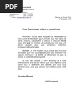 Lettre de Voeux Du President AZALI À Ses Militants