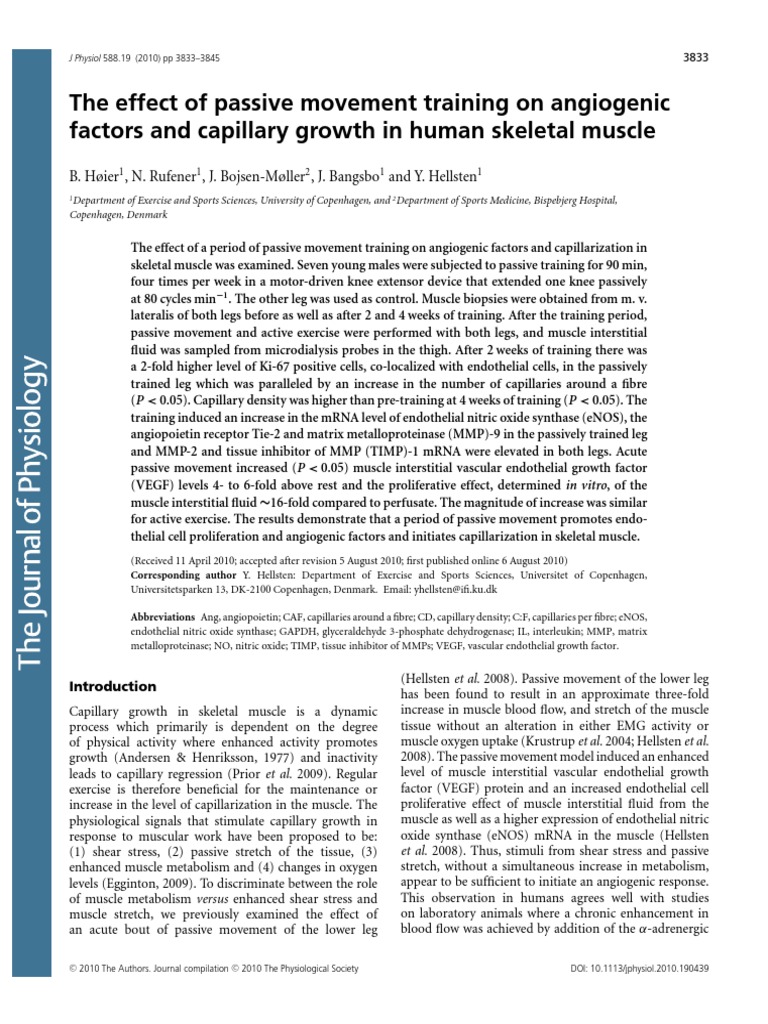 The Effect of Passive Moviment Training On Angiogenec Factors and ...