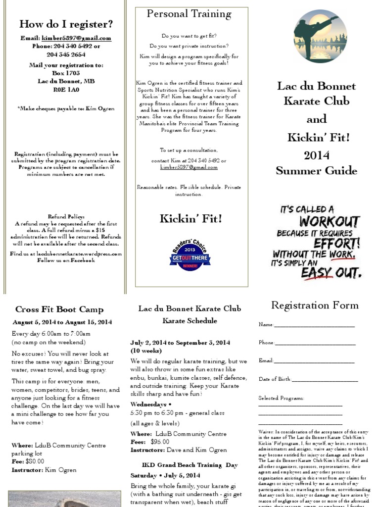 Lac Du Karate Club and Kickin' Fit! 2014 Summer Guide PDF