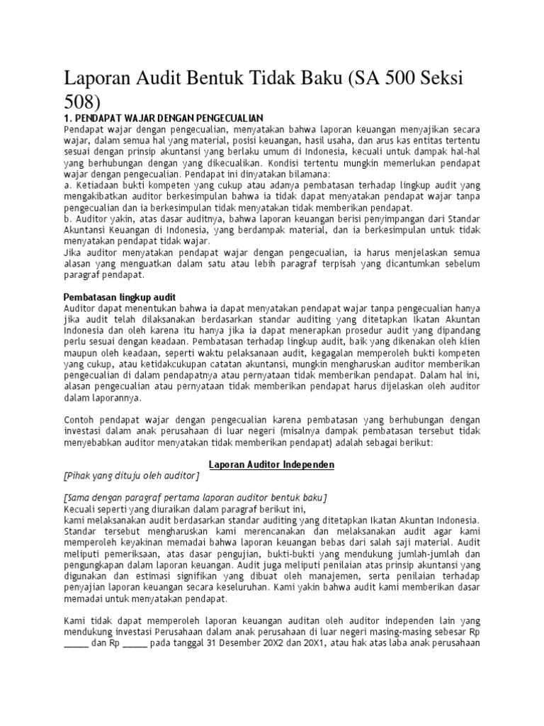 Laporan Audit Bentuk Tidak Baku