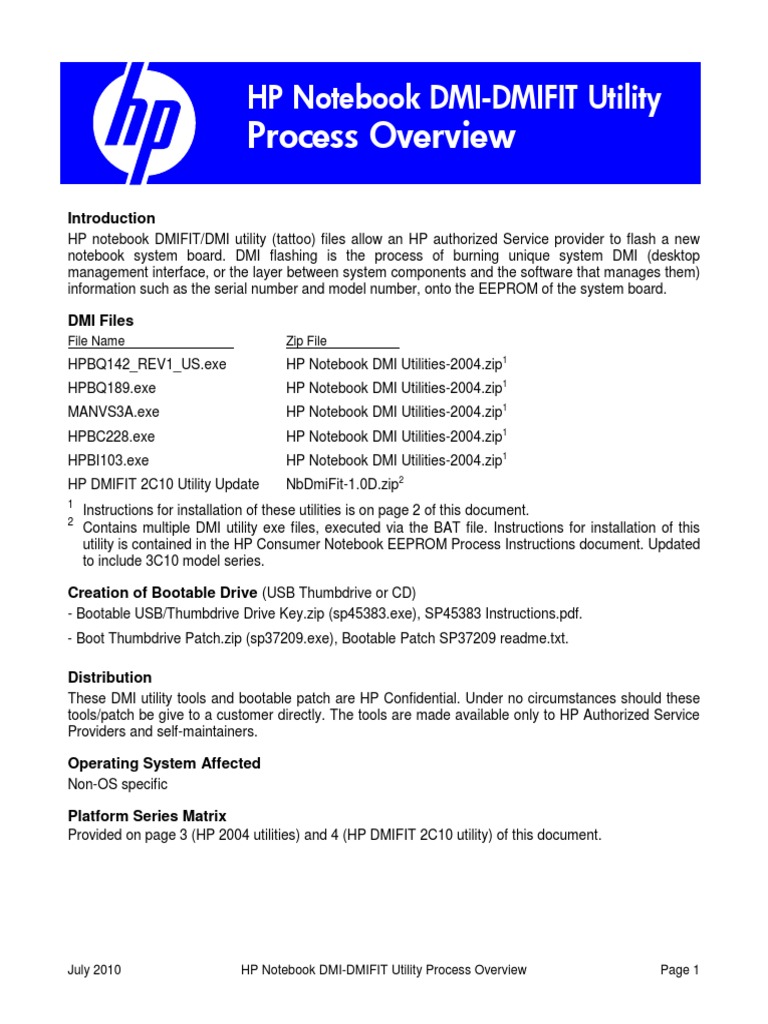 Hp dmi tools for hp bios