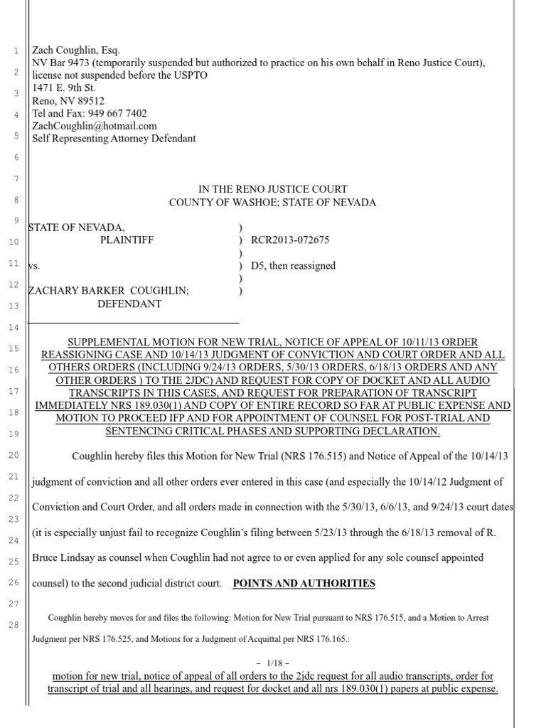 10 21 13 72675 Supplemental Posttrial Motions and Supporting