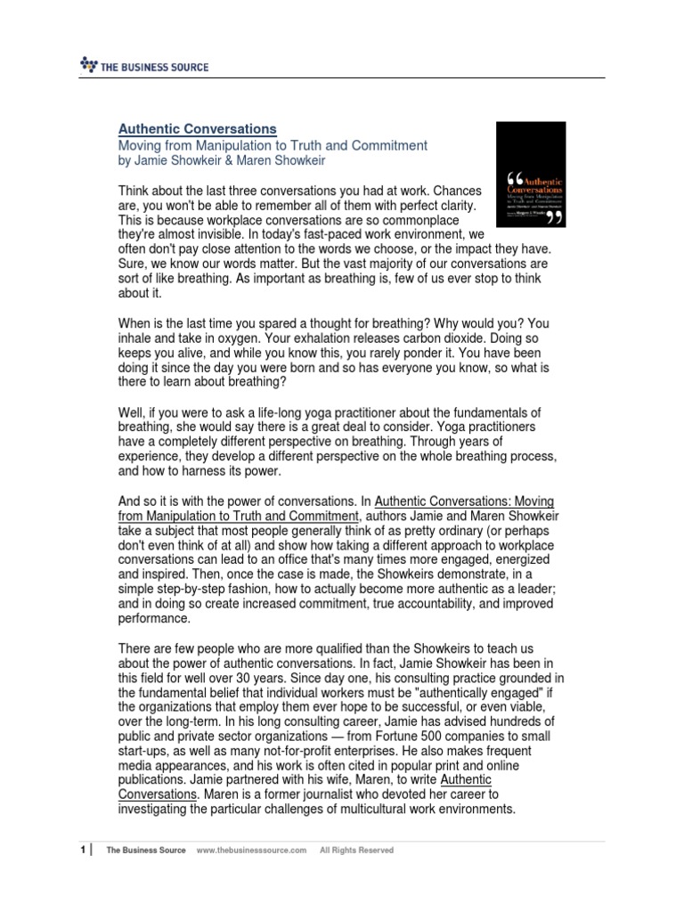 Authentic Conversations for Leaders | PDF | Breathing | Organizational ...