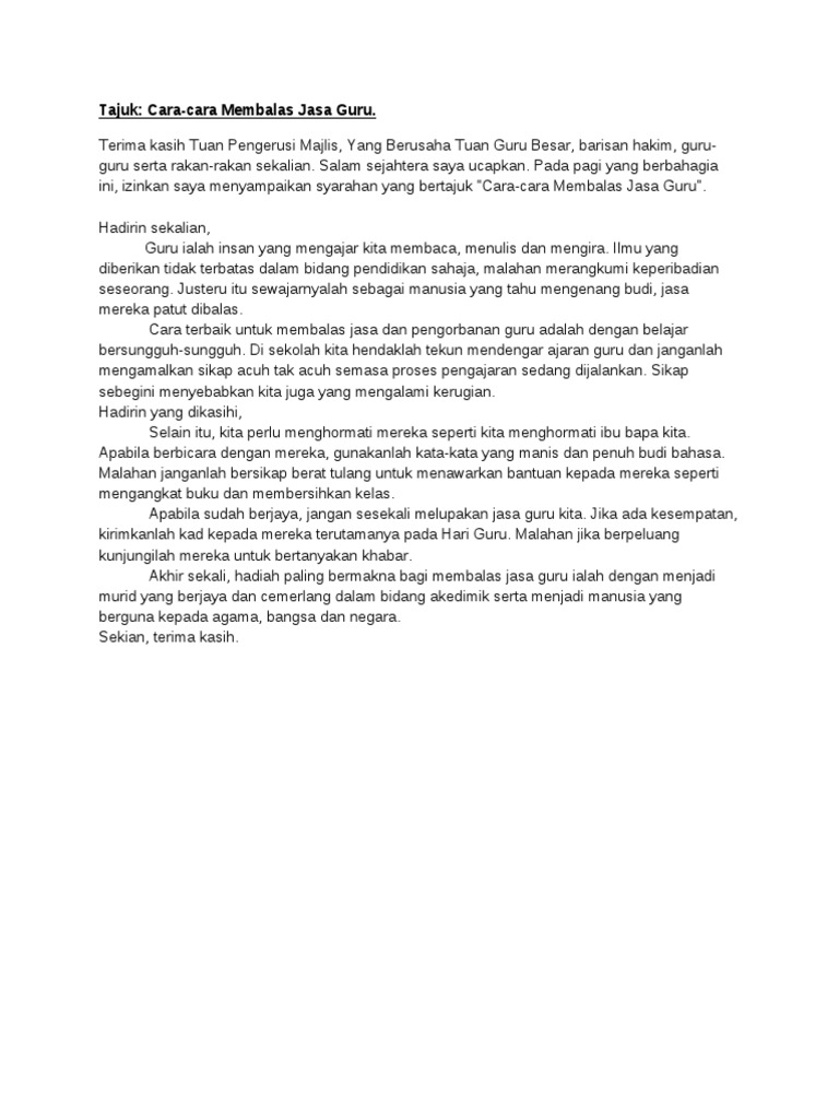 Syarahan Cara Membalas Jasa Guru Pdf