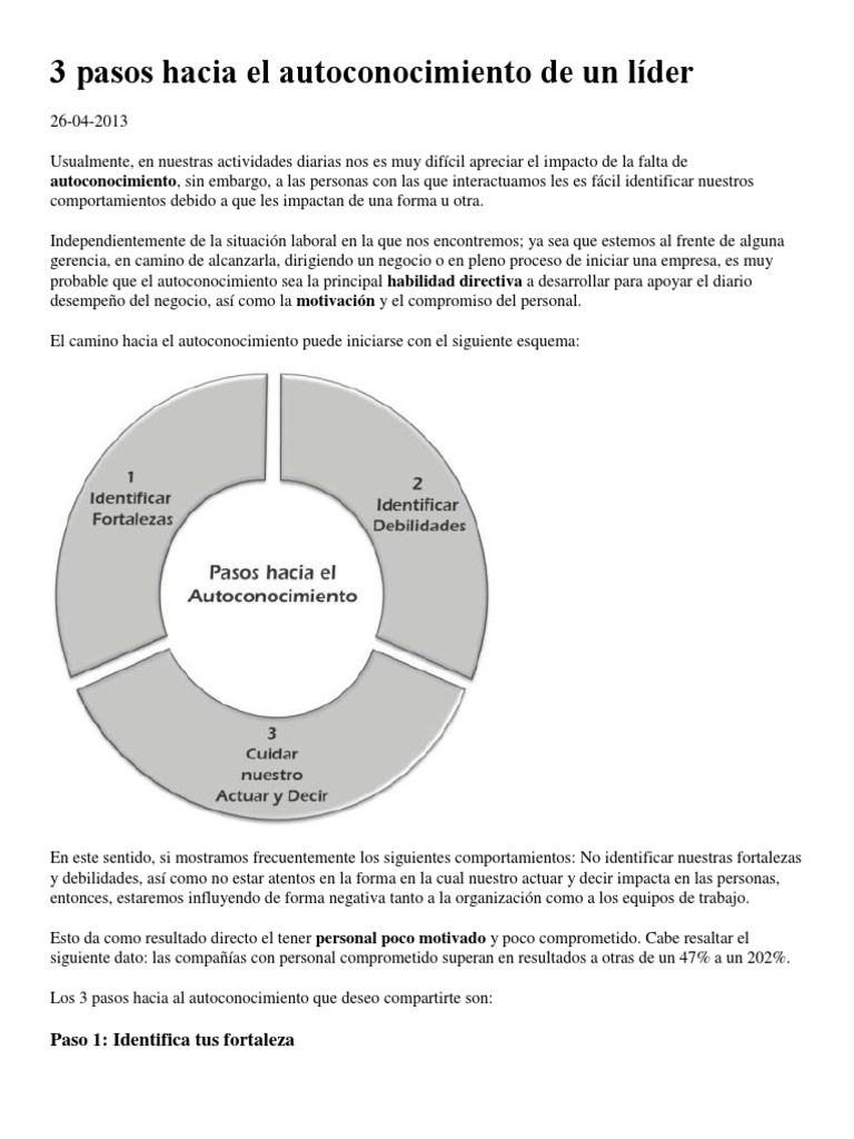 3 Pasos para el Autoconocimiento Laboral | PDF | Análisis FODA | Liderazgo