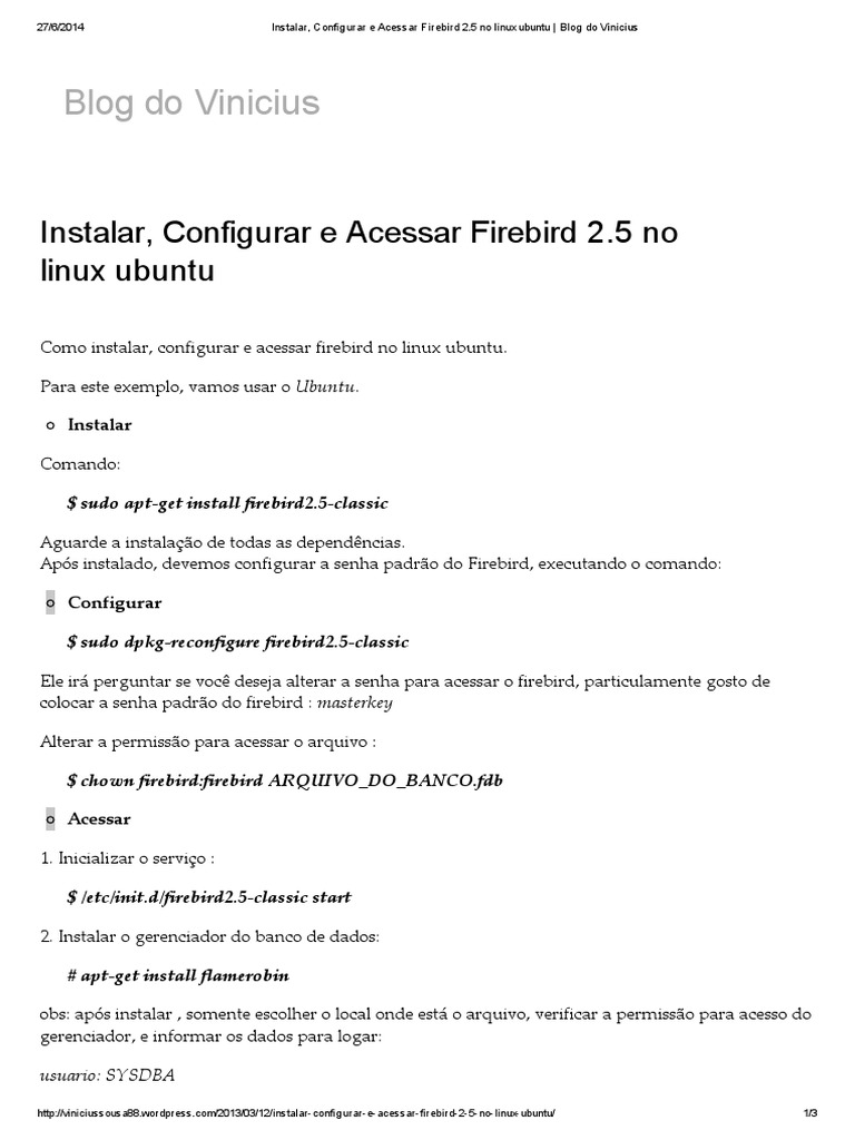 Instalação e Configuração do Firebird 2.5 | PDF | Tecnologia de sistema ...