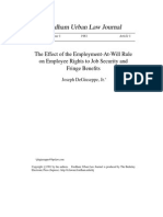 The Effect of the Employment-At-Will Rule on Employee Rights to Job Security and Fringe Benefits