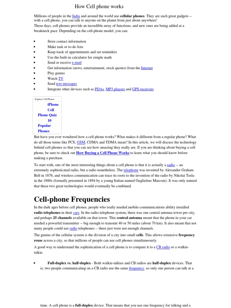 CellPhone Frequencies India PDF Cellular Network Channel Access