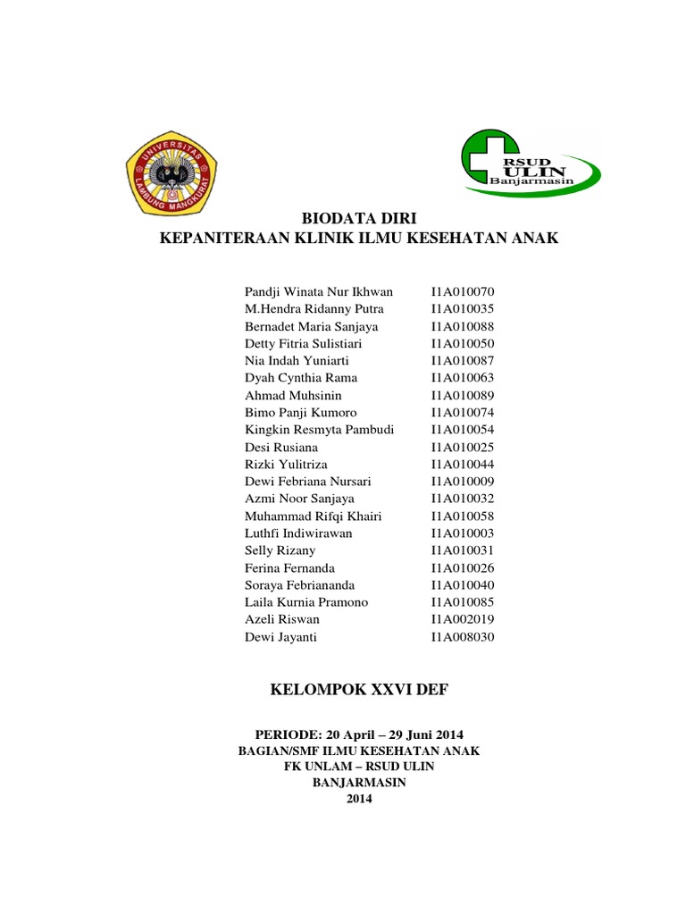 Biodata Diri Kepanitraan Klinik Anak