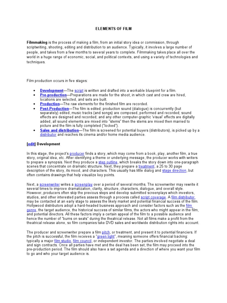 Key Stages of Film Production | PDF | Filmmaking | Film Theory