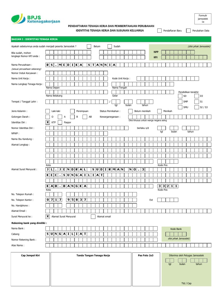 Form f1a1 Bpjs Ketenagakerjaan 2014