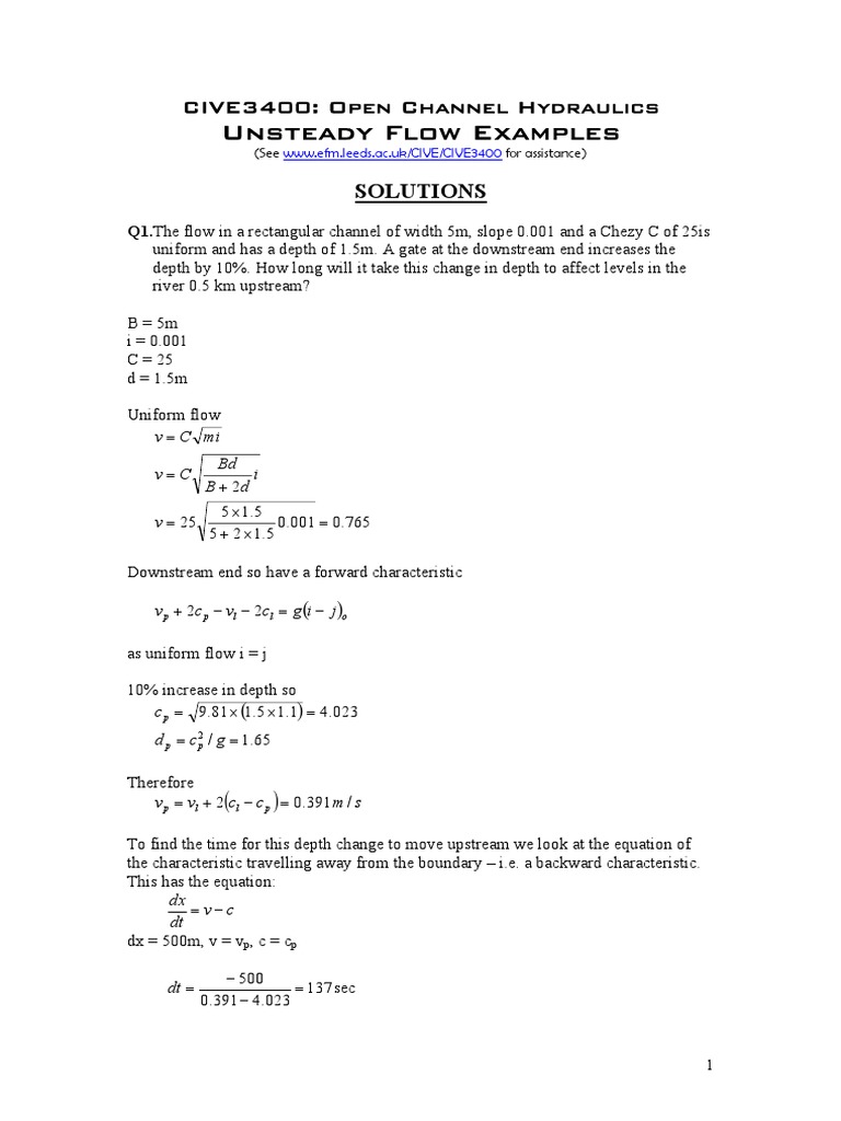 Open Channel Hydraulics Flow Analysis | PDF