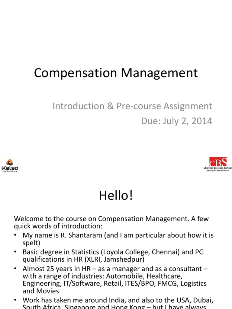 Compensation Management Course Overview | PDF