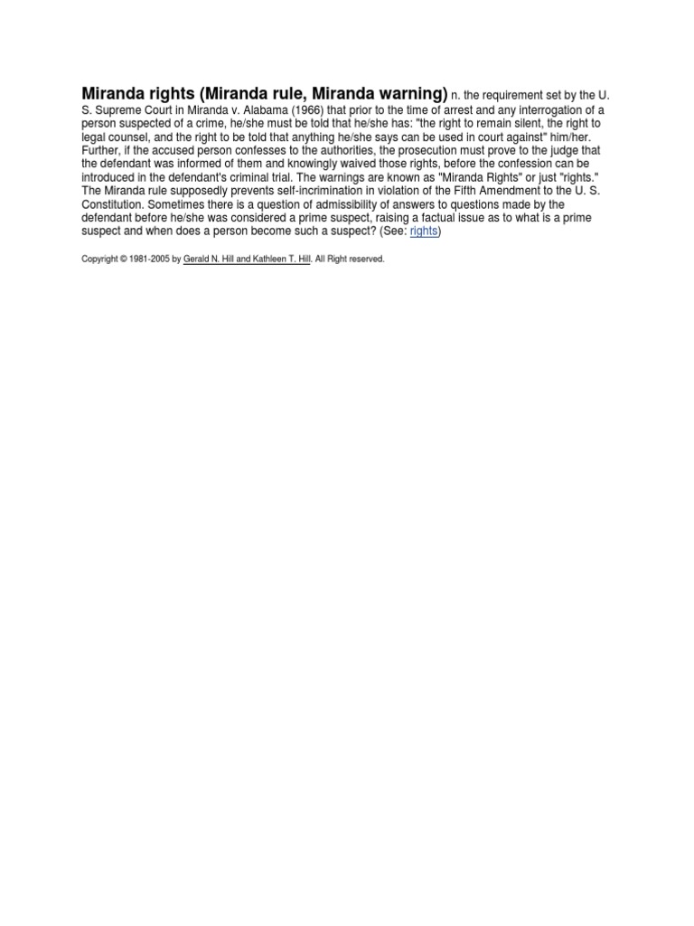 Miranda Rights Explained | PDF | Law