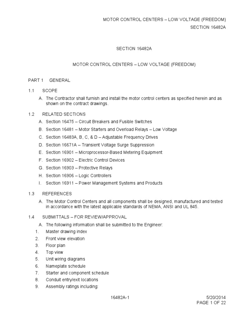 Low Voltage Motor Control Centers Guide | PDF | Relay | Electrical ...