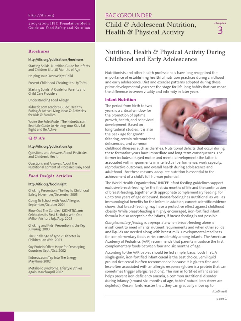 Child & Adolescent Nutrition, Health & Physical Activity | PDF