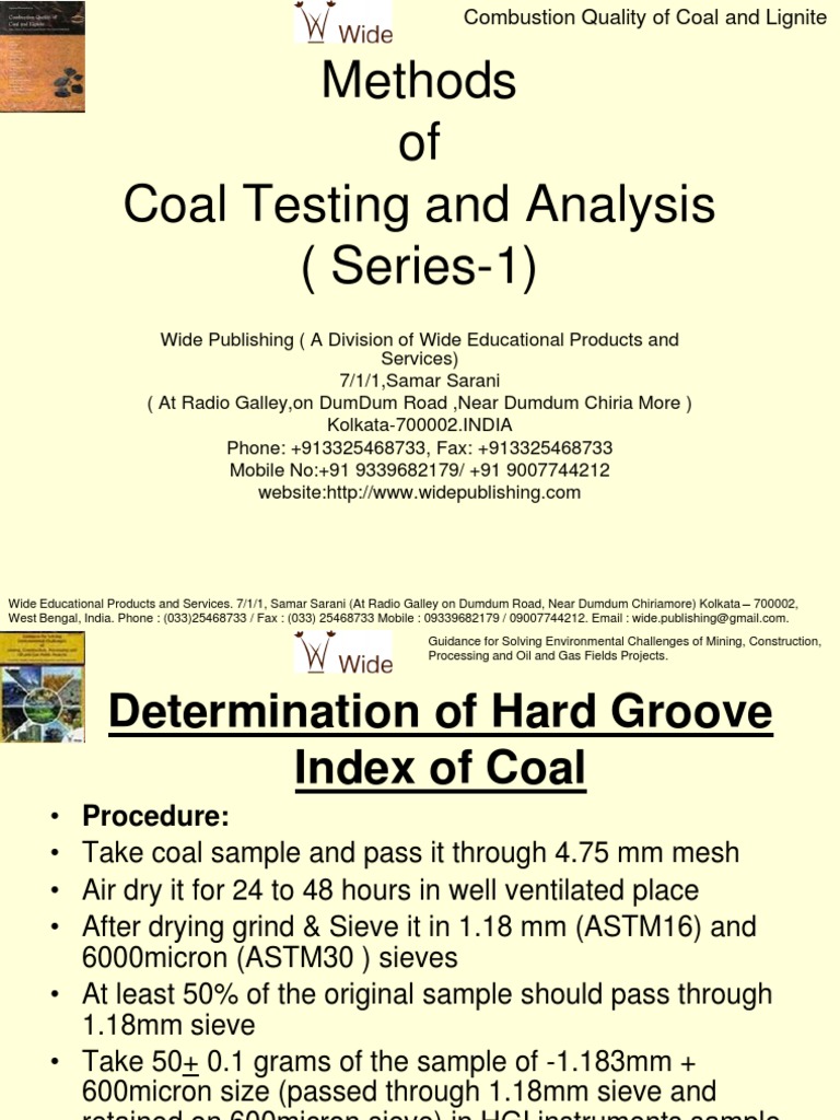Coal Testing and Analysis Methods PDF