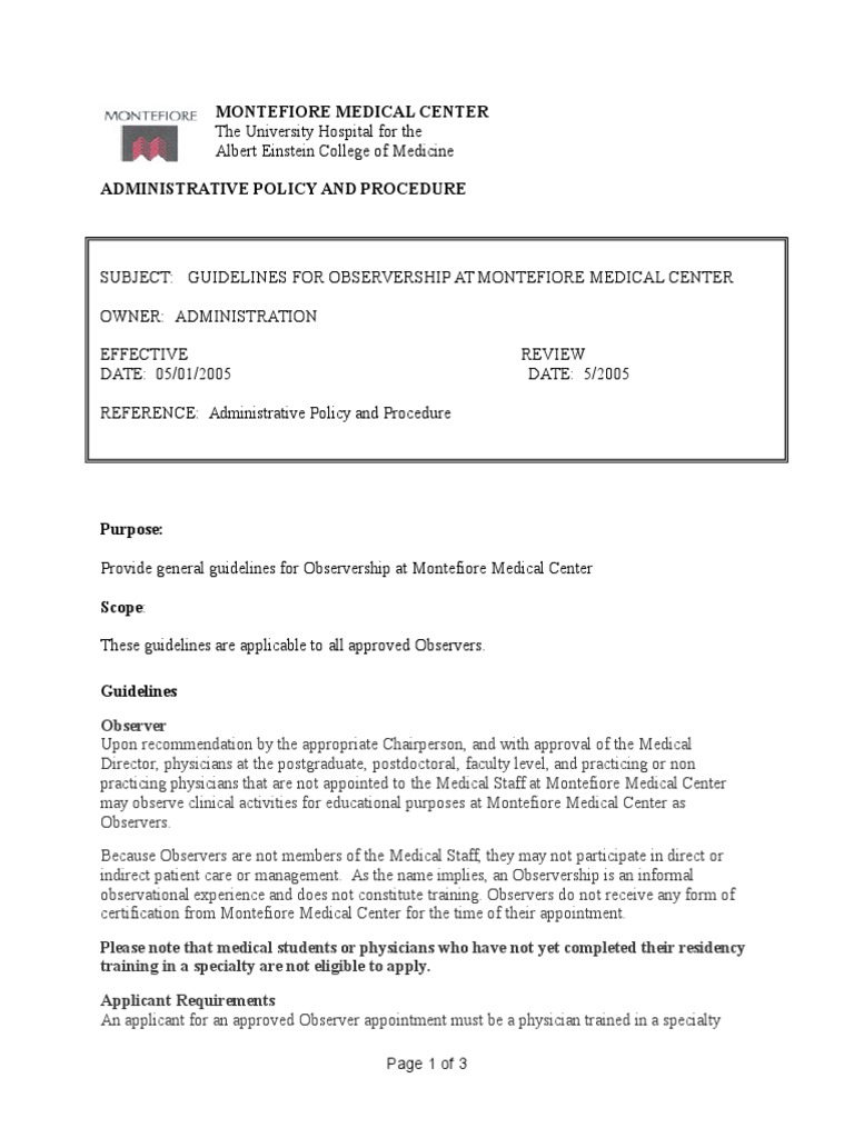 guidelines-for-observership-at-mmc-2006-475-pdf-specialty-medicine
