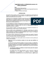 El Derecho A La Seguridad Social y A La Libertad de Acceso A La Salud y Pensiones