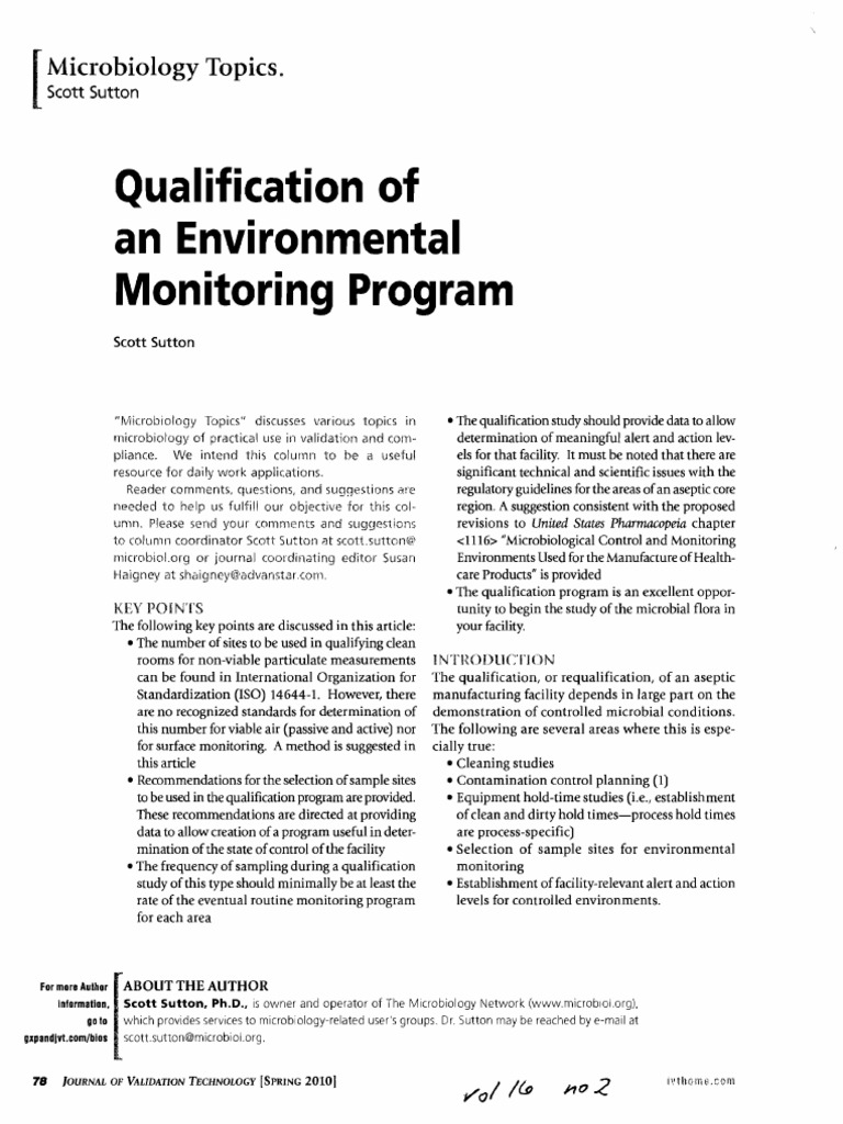 Qualification of EM Program | PDF | Environmental Monitoring | Food And ...