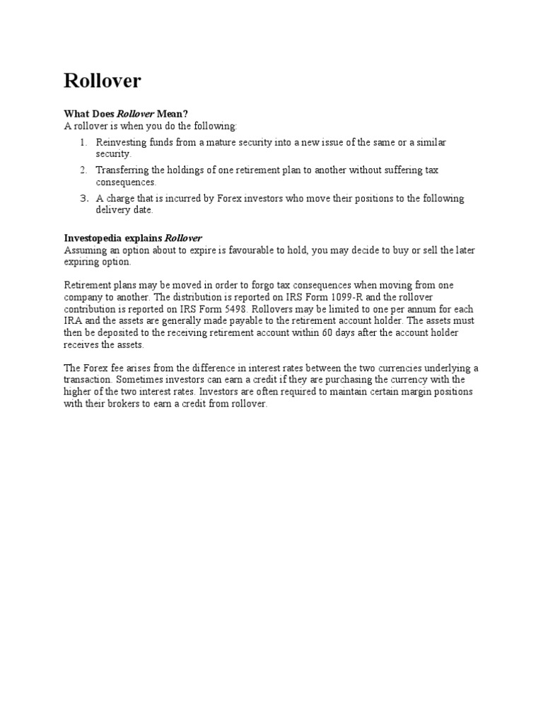 What does rollover mean in betting stocks