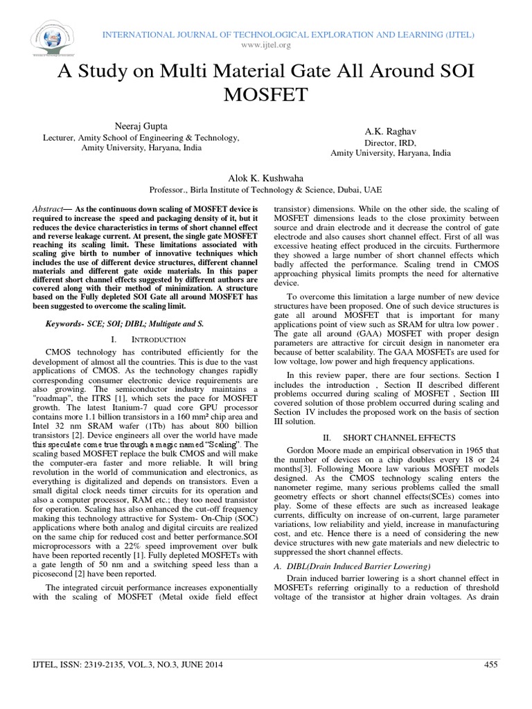 Advanced MOSFET Scaling Solutions | PDF | Field Effect Transistor | Mosfet
