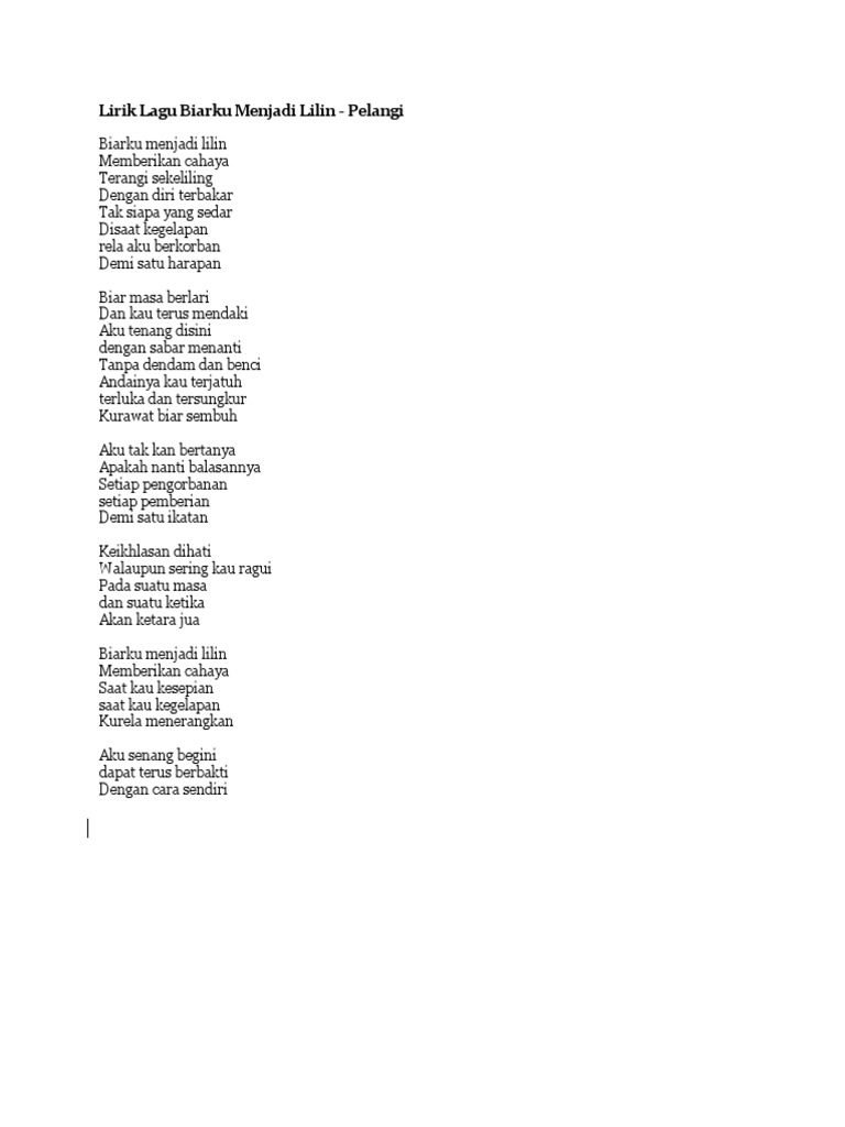 Lirik Lagu Biarku Menjadi Lilin Pdf