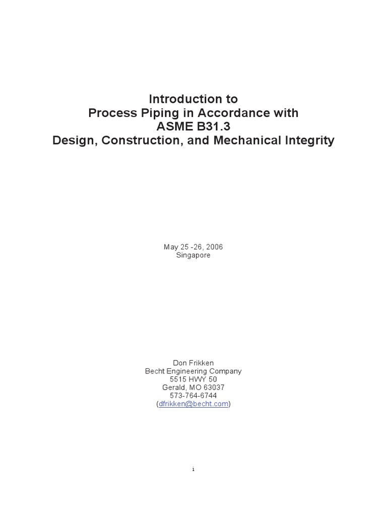 ASME B31.3 Process Piping Workshop | PDF | Pipe (Fluid Conveyance) | Valve