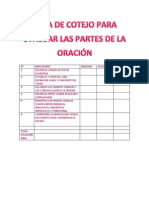 Lista de Cotejo para Evaluar Las Partes de La Oracin