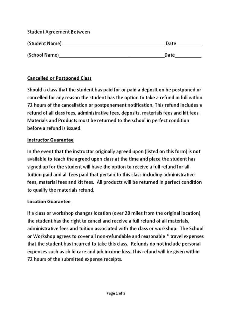 Student School Agreement | PDF | Payments | Pricing
