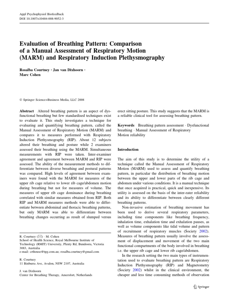 Evaluation of Breathing Pattern: Comparison of A Manual Assessment of ...