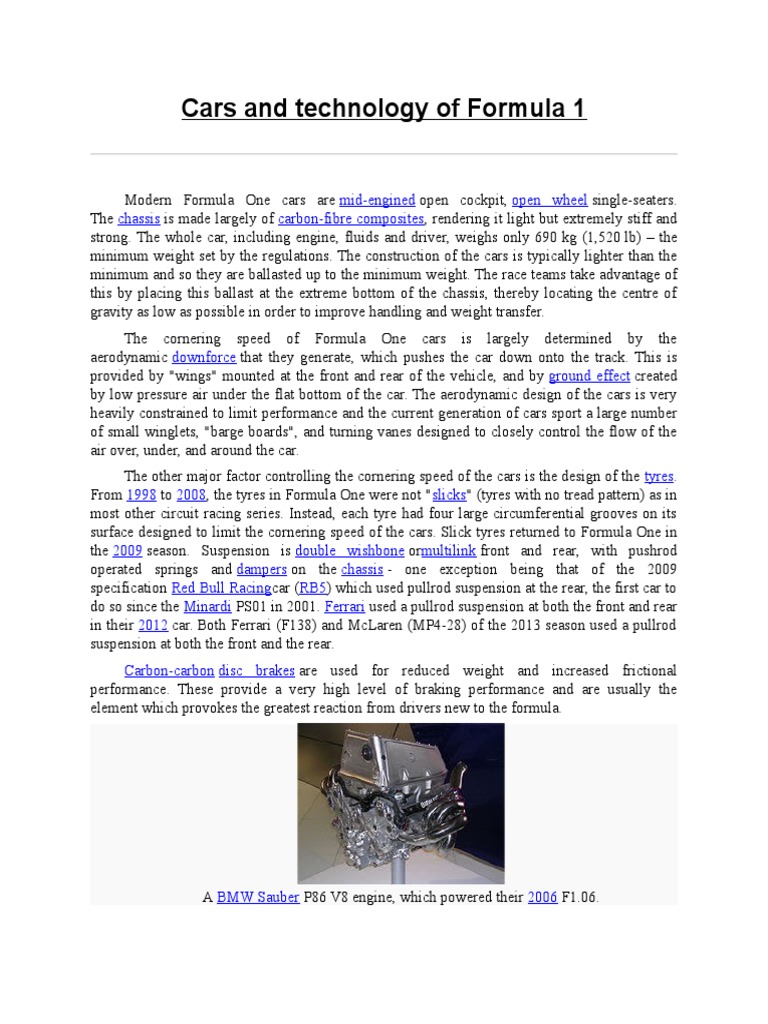 Formula 1 Car Engineering Overview | PDF | Formula One | Automobiles