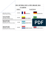 Calendario Copa Mundial Brasil 2014 Cuartos