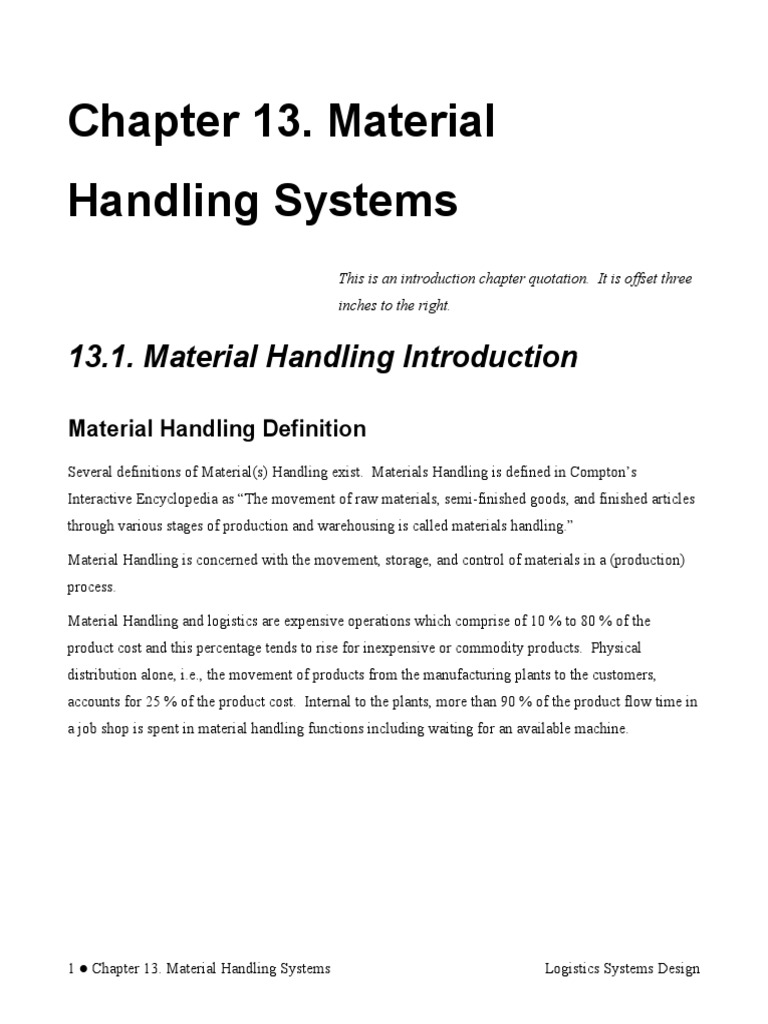 Material Handling Systems Overview | PDF | Crane (Machine) | Robot