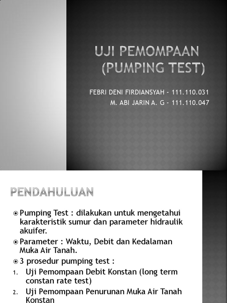 Uji Pemompaan (Pumping Test) | PDF | Teknologi & Rekayasa