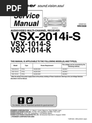 Pioneer VSX 2014i S VSX 1014s K Rrv3008 SM | PDF | Signal To Noise