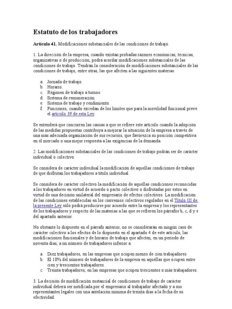 Art.41 Estatuto de Los Trabajadores Salario Política