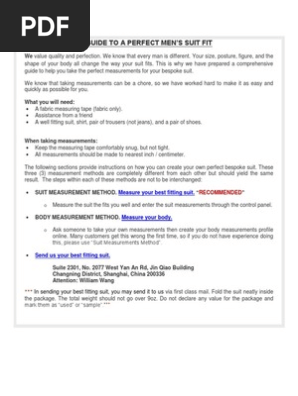 Men Suit Measureguide