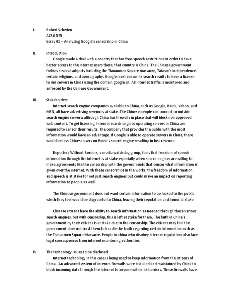 Internet censorship essay 2 picture
