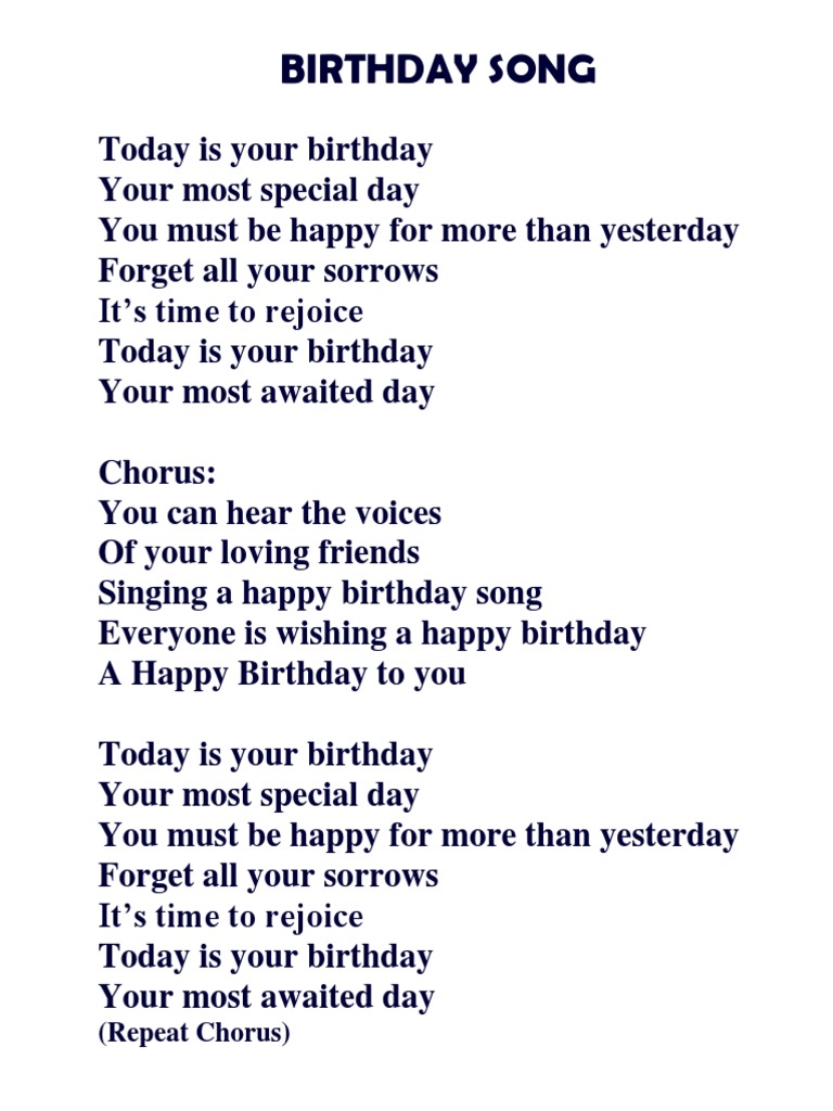 What Are The Words To Happy Birthday Song