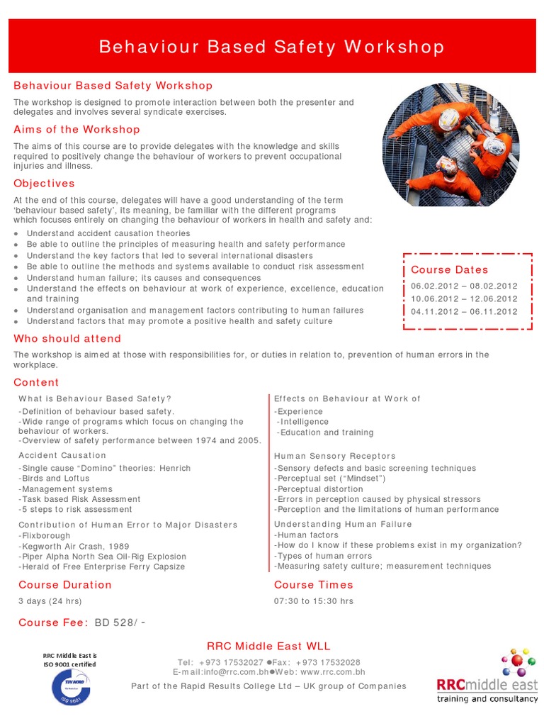 Behaviour Based Safety Workshop Overview | PDF | Occupational Safety ...