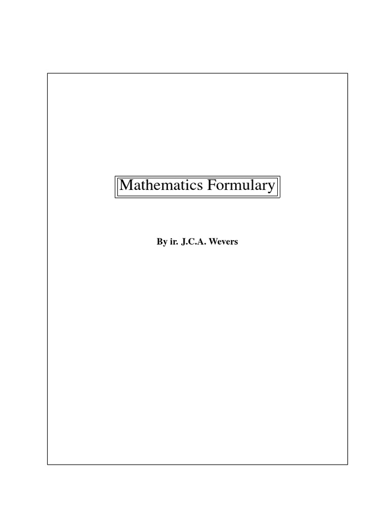 Mathematics Formulary | PDF | Sine | Trigonometric Functions