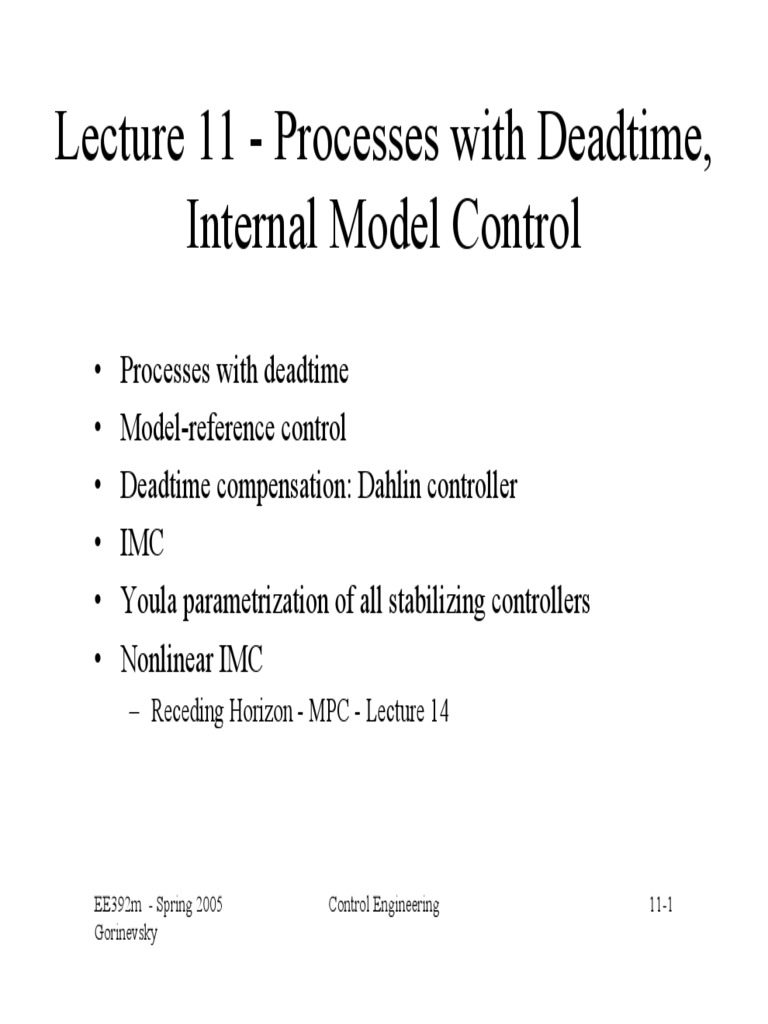 Processes With Deadtime, Internal Model Control | PDF