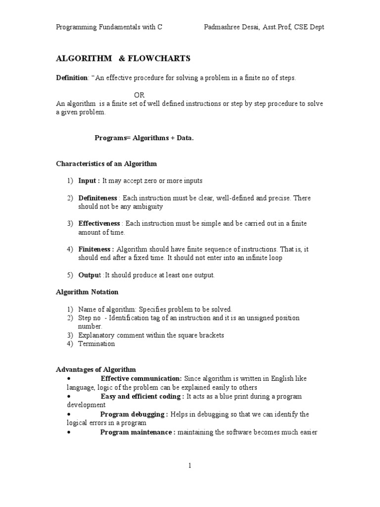 Algorithms Flowcharts Notes | PDF | Algorithms | Computer Programming