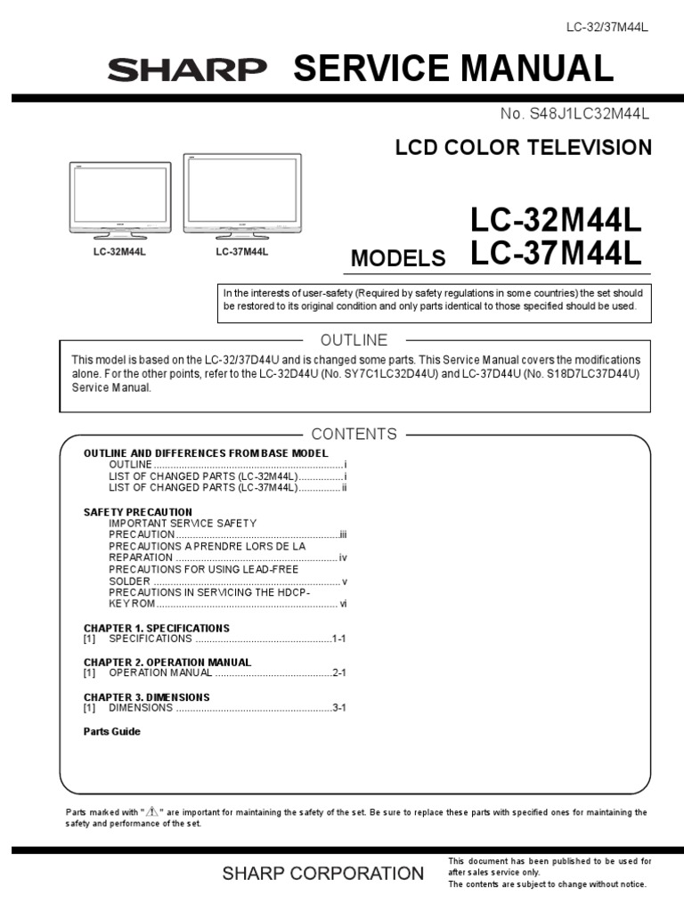 Sharp Lc32_37m44l Service Manual | Electromagnetism | Electronic Engineering
