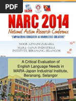 A Critical Evaluation of English Language Needs in MARA-Japan Industrial Institute, Beranang, Selangor