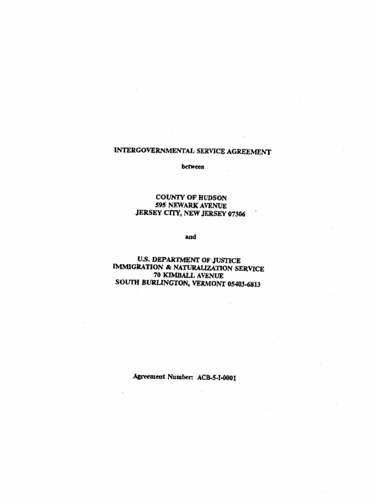 Hudson County (New Jersey) Intergovernmental Service Agreement (IGSA ...
