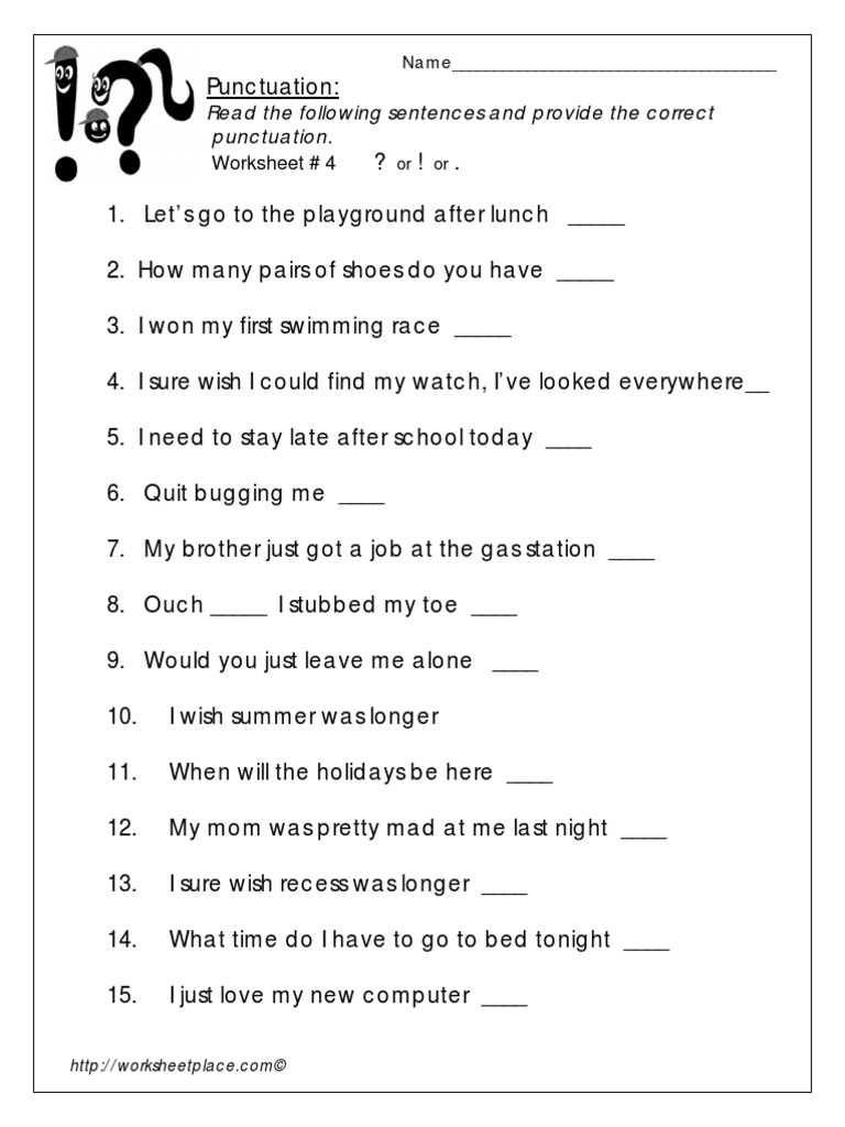 speech punctuation worksheets