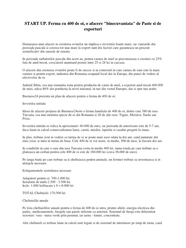START UP Ferma Ovine | PDF